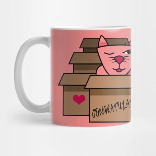 Congratulation from a pink cat, with all its heart Mug